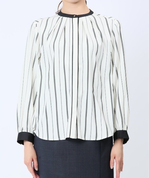 m.f.editorial(エムエフエディトリアル)の「m.f.エディトリアル レディース 配色バンドカラー プリント長袖比翼ブラウス(シャツ/ブラウス・レディース・アイボリー・MEDIUM/LARGE)」の5枚目の写真