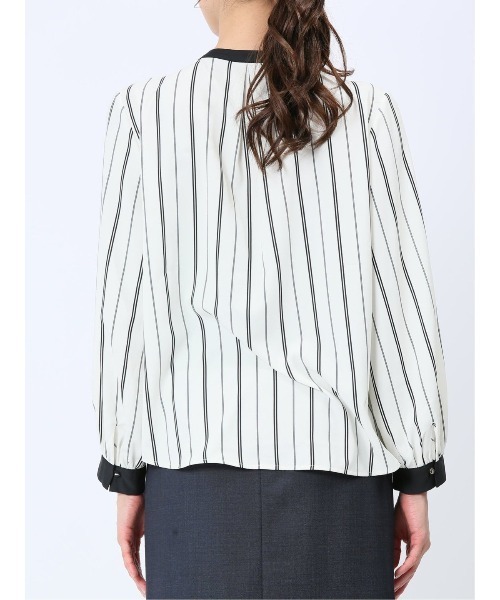 m.f.editorial(エムエフエディトリアル)の「m.f.エディトリアル レディース 配色バンドカラー プリント長袖比翼ブラウス(シャツ/ブラウス・レディース・アイボリー・MEDIUM/LARGE)」の7枚目の写真