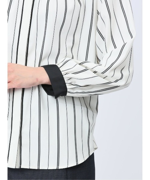 m.f.editorial(エムエフエディトリアル)の「m.f.エディトリアル レディース 配色バンドカラー プリント長袖比翼ブラウス(シャツ/ブラウス・レディース・アイボリー・MEDIUM/LARGE)」の9枚目の写真