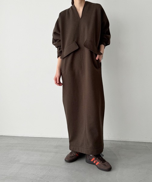 CANAL JEAN（キャナルジーン）の「RED CHOP WORKS　Vネックポケットワンピース（ワンピース・レディース・ブラウン/ナチュラル・38）」の6枚目の写真