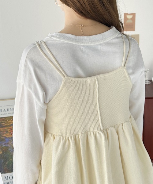 mily bilet(ミウィビレット)の「【mily bilet】一点投入でトレンド感UP。綿ニットフレアキャミソール(キャミソール・レディース・ブラック/アイボリー・LARGE/MEDIUM/SMALL/X-LARGE)」の12枚目の写真