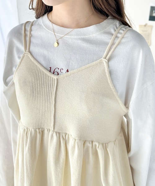 mily bilet(ミウィビレット)の「【mily bilet】一点投入でトレンド感UP。綿ニットフレアキャミソール(キャミソール・レディース・ブラック/アイボリー・LARGE/MEDIUM/SMALL/X-LARGE)」の11枚目の写真