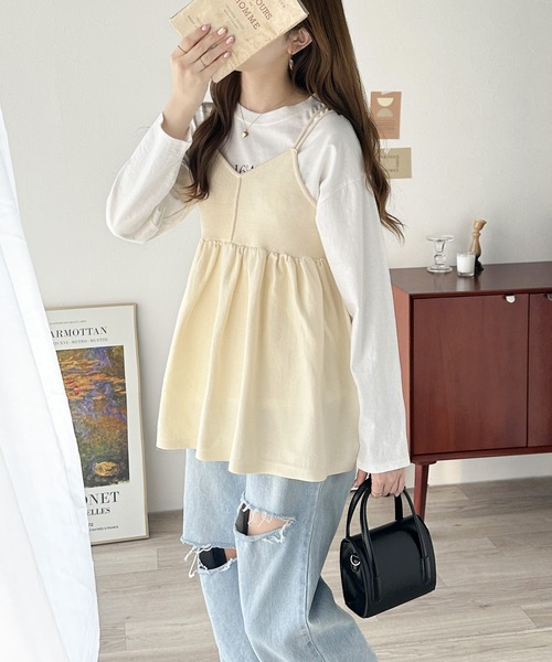 セール】【mily bilet】一点投入でトレンド感UP。綿ニットフレア