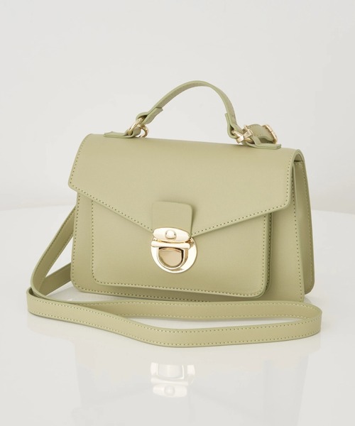 earth music&ecology（アースミュージックアンドエコロジー）の「サッチェルショルダー付きバッグ（ショルダーバッグ・レディース・ミント/ブラウン/アイボリー・FREE）」の3枚目の写真