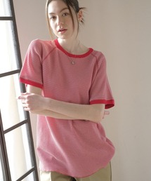 レディースのTシャツ/カットソー（レッド/赤色系・ボーダー柄