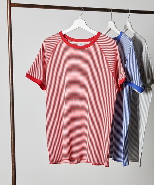 FRUIT OF THE LOOM(フルーツオブザルーム)の「ボーダーワッフルショートスリーブ T / 半袖 / Tシャツ / トップス / シンプル / カジュアル / ボーダー / 総柄 / ユニセックス(Tシャツ/カットソー・メンズ・レッド/ブルー/グレー・M/L/XL)」の7枚目の写真