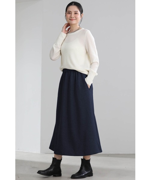 【美品】　LAUTREAMONT 紺ラップロングスカート 色落ちしない 岡山デニムで ずっときれいに 濃紺 ギャザー