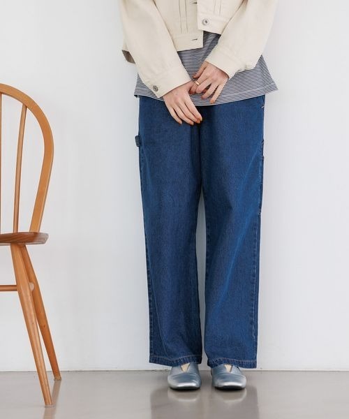 セール】ペインターストレートデニムパンツ[プチ・プラスサイズ