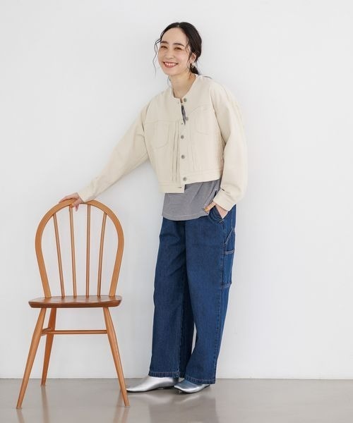 studio CLIP（スタディオクリップ）の「ペインターストレートデニムパンツ[プチ・プラスサイズあり]（デニムパンツ・レディース・ブルー/ホワイト/インディゴブルー/グレー・X-LARGE/PF/LARGE/XXX-LARGE/MEDIUM/SMALL/XX-LARGE）」の9枚目の写真