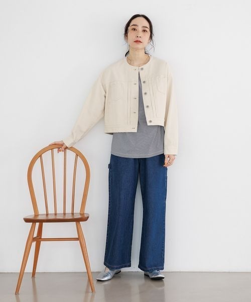 studio CLIP（スタディオクリップ）の「ペインターストレートデニムパンツ[プチ・プラスサイズあり]（デニムパンツ・レディース・ブルー/ホワイト/インディゴブルー/グレー・X-LARGE/PF/LARGE/XXX-LARGE/MEDIUM/SMALL/XX-LARGE）」の10枚目の写真