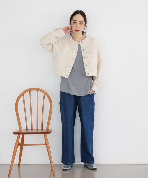 studio CLIP（スタディオクリップ）の「ペインターストレートデニムパンツ[プチ・プラスサイズあり]（デニムパンツ・レディース・ブルー/ホワイト/インディゴブルー/グレー・X-LARGE/PF/LARGE/XXX-LARGE/MEDIUM/SMALL/XX-LARGE）」の17枚目の写真