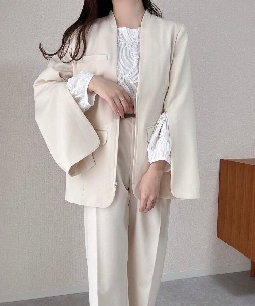 Bab(バブ)の「【オケージョンドレス/結婚式/3サイズ展開/SET ITEM/インナー付き/裏地付き】サイドタックベルト付スラックス(スラックス・レディース・アイボリー/チャコールグレー/ベージュ・L/M/S)」の9枚目の写真