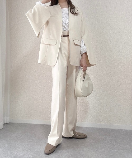 Bab(バブ)の「【オケージョンドレス/結婚式/3サイズ展開/SET ITEM/インナー付き/裏地付き】サイドタックベルト付スラックス(スラックス・レディース・アイボリー/チャコールグレー/ベージュ・L/M/S)」の4枚目の写真