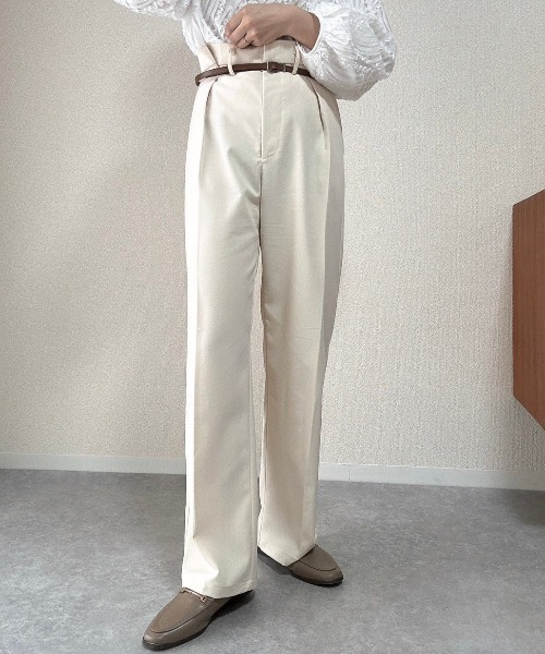 Bab(バブ)の「【オケージョンドレス/結婚式/3サイズ展開/SET ITEM/インナー付き/裏地付き】サイドタックベルト付スラックス(スラックス・レディース・アイボリー/チャコールグレー/ベージュ・L/M/S)」の11枚目の写真