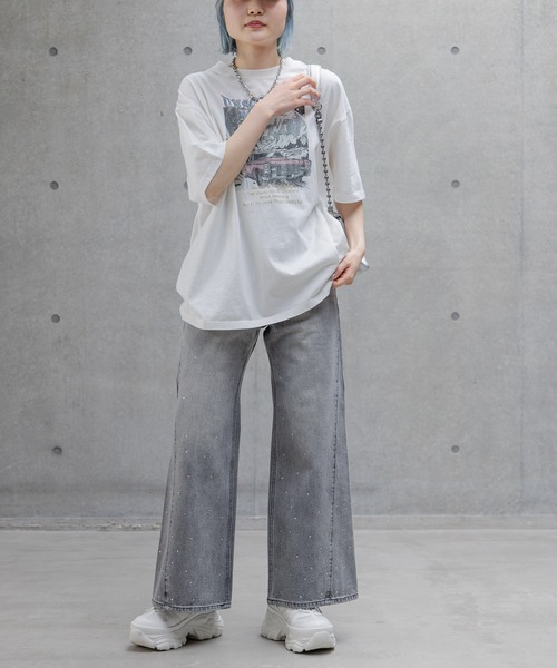 PAGEBOY（ページボーイ）の「カーロックプリントT（Tシャツ/カットソー・レディース・オフホワイト/チャコールグレー/ブルー/ベージュ/ピンク系その他・FREE）」の6枚目の写真