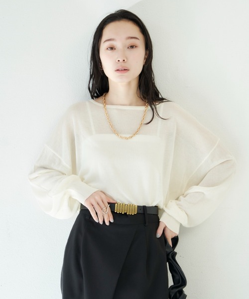 Shelly island（シェリーアイランド）の「シアールーズニットトップス（ニット/セーター・レディース・ブラック/ピンク/ホワイト/ダークブルー・FREE）」の21枚目の写真