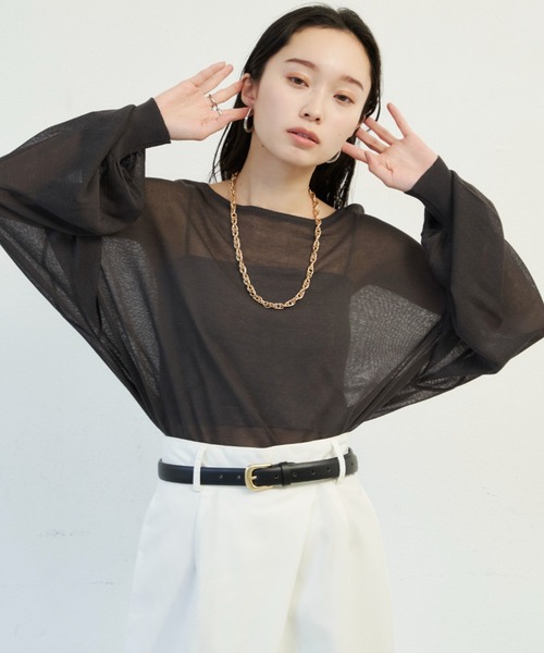 Shelly island（シェリーアイランド）の「シアールーズニットトップス（ニット/セーター・レディース・ブラック/ピンク/ホワイト/ダークブルー・FREE）」の14枚目の写真