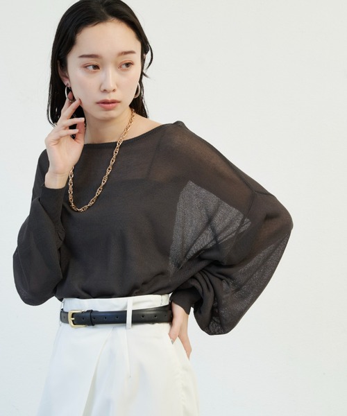 Shelly island（シェリーアイランド）の「シアールーズニットトップス（ニット/セーター・レディース・ブラック/ピンク/ホワイト/ダークブルー・FREE）」の15枚目の写真