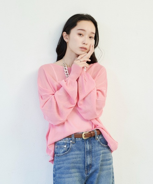 Shelly island（シェリーアイランド）の「シアールーズニットトップス（ニット/セーター・レディース・ブラック/ピンク/ホワイト/ダークブルー・FREE）」の5枚目の写真