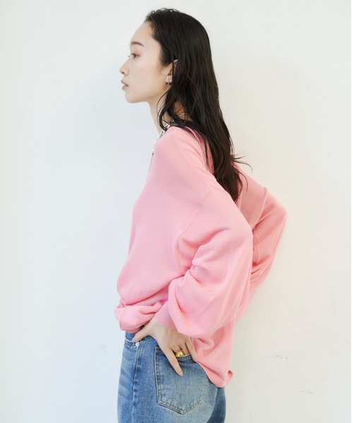 Shelly island（シェリーアイランド）の「シアールーズニットトップス（ニット/セーター・レディース・ブラック/ピンク/ホワイト/ダークブルー・FREE）」の8枚目の写真