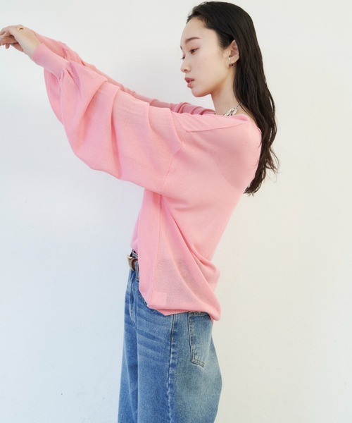 Shelly island（シェリーアイランド）の「シアールーズニットトップス（ニット/セーター・レディース・ブラック/ピンク/ホワイト/ダークブルー・FREE）」の9枚目の写真