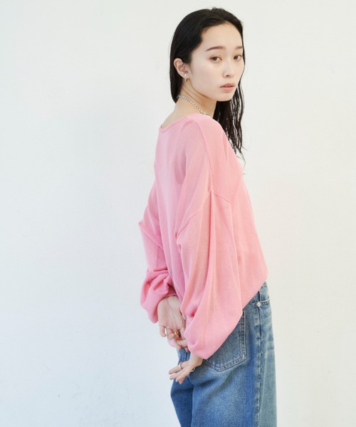 Shelly island（シェリーアイランド）の「シアールーズニットトップス（ニット/セーター・レディース・ブラック/ピンク/ホワイト/ダークブルー・FREE）」の12枚目の写真