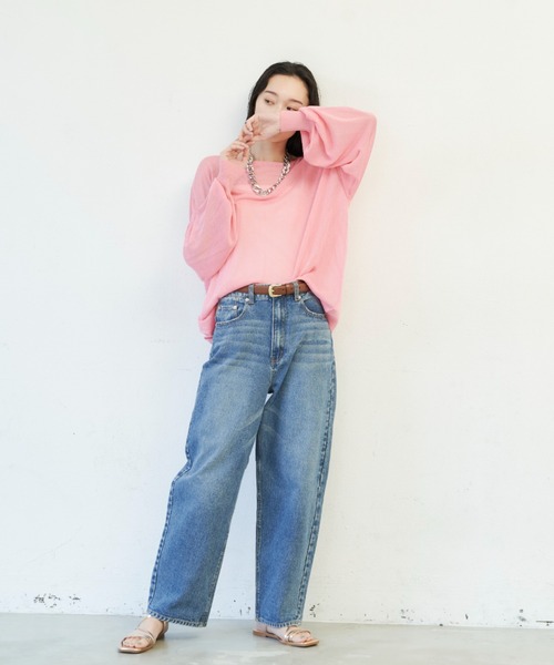 Shelly island（シェリーアイランド）の「シアールーズニットトップス（ニット/セーター・レディース・ブラック/ピンク/ホワイト/ダークブルー・FREE）」の13枚目の写真