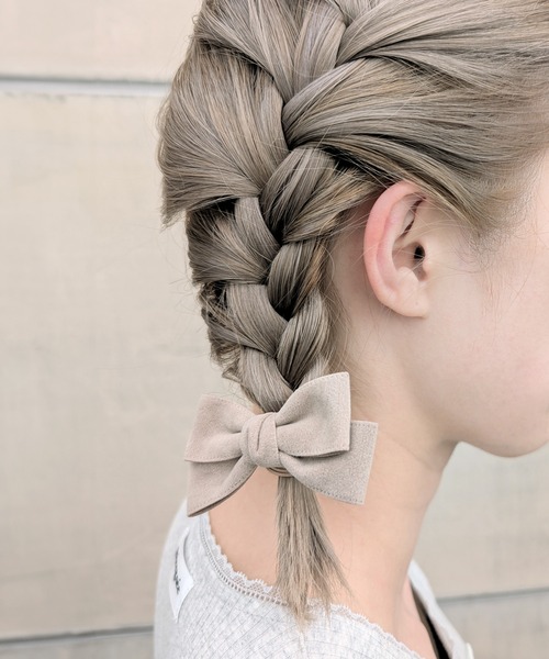 RUBY AND YOU（ルビーアンドユー）の「［select］リボンヘアゴム 2個セット（ヘアゴム・レディース・アイボリー/キャメル/ベージュ/グレー/ブラック/ブラウン・FREE）」の5枚目の写真