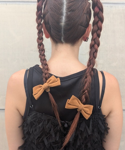 RUBY AND YOU（ルビーアンドユー）の「［select］リボンヘアゴム 2個セット（ヘアゴム・レディース・アイボリー/キャメル/ベージュ/グレー/ブラック/ブラウン・FREE）」の6枚目の写真