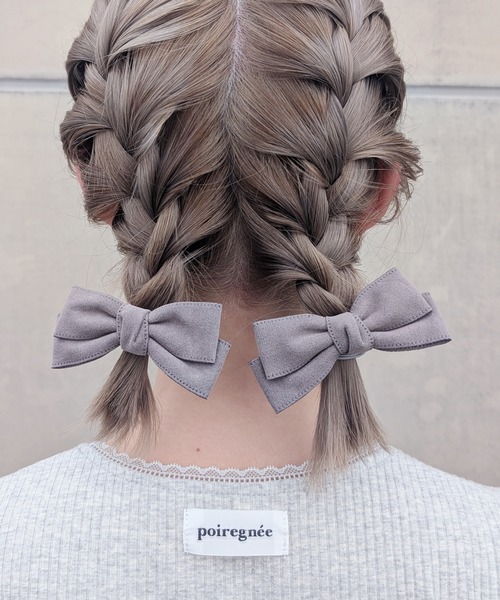 RUBY AND YOU（ルビーアンドユー）の「［select］リボンヘアゴム 2個セット（ヘアゴム・レディース・アイボリー/キャメル/ベージュ/グレー/ブラック/ブラウン・FREE）」の4枚目の写真