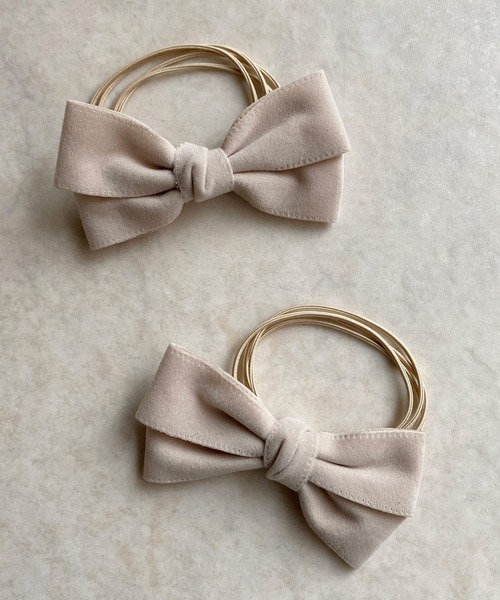 RUBY AND YOU（ルビーアンドユー）の「［select］リボンヘアゴム 2個セット（ヘアゴム・レディース・アイボリー/キャメル/ベージュ/グレー/ブラック/ブラウン・FREE）」の2枚目の写真