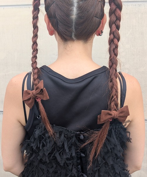 RUBY AND YOU（ルビーアンドユー）の「［select］リボンヘアゴム 2個セット（ヘアゴム・レディース・アイボリー/キャメル/ベージュ/グレー/ブラック/ブラウン・FREE）」の18枚目の写真