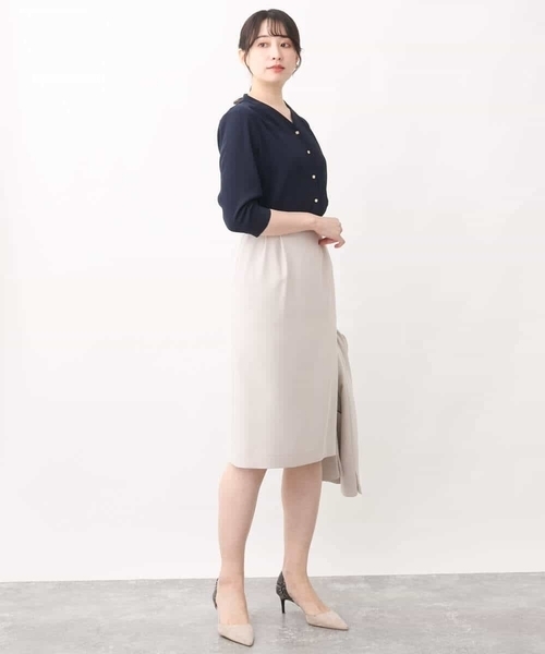 サテンジョーゼットVネックブラウス/洗える（シャツ/ブラウス）｜OFUON（オフオン）