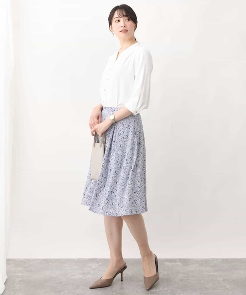 サテンジョーゼットVネックブラウス/洗える（シャツ/ブラウス）｜OFUON（オフオン）