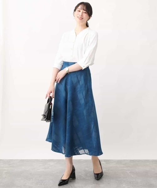 サテンジョーゼットVネックブラウス/洗える（シャツ/ブラウス）｜OFUON（オフオン）