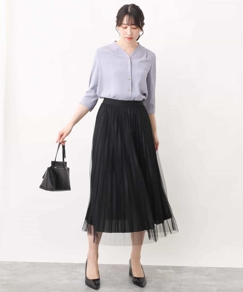 サテンジョーゼットVネックブラウス/洗える（シャツ/ブラウス）｜OFUON（オフオン）