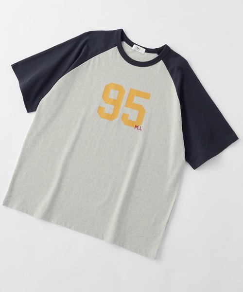 セール】オーバーサイズナンバリングラグラン半袖Tシャツ（T