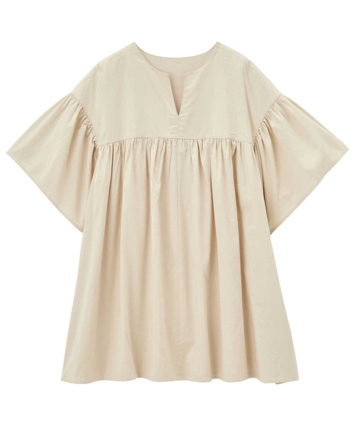 GeeRA（ジーラ）の「フレアー袖キーネックブラウス（シャツ/ブラウス・レディース・ライトベージュ/ブルー/ブラック/オフホワイト・MEDIUM/LARGE/X-LARGE）」の15枚目の写真