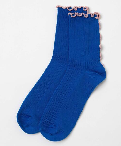 WEGO（ウィゴー）の「WEGO/メローパイピングクルーソックス（ソックス/靴下・レディース・ブラック/ブルー/ホワイト・23-25cm）」の4枚目の写真