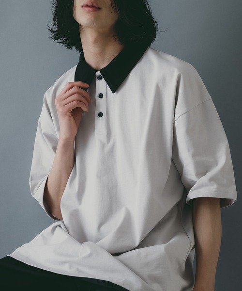 brknhome(ブロークンホーム)の「【brknhome/ブロークンホーム】オーバーサイズ ポロシャツ(ポロシャツ・メンズ・ブラック/ライトグレー/ホワイト・MEDIUM/LARGE)」の6枚目の写真