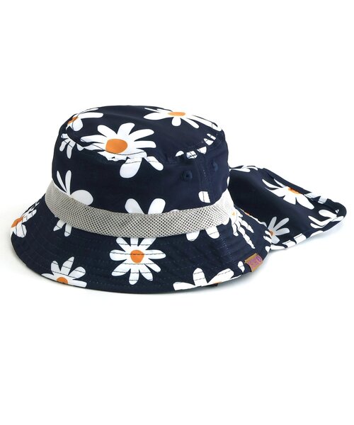 BREEZE（ブリーズ）の「【保冷剤収納可・UVカット】総柄アウトドアハット＿日よけ付き（ハット・キッズ・レッド/ネイビー/チェック/ベージュ/ブルー/アイボリー・56/54/52/50）」の3枚目の写真