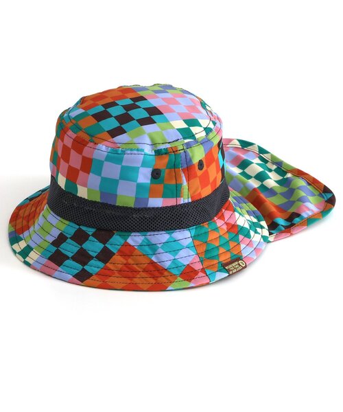 BREEZE（ブリーズ）の「【保冷剤収納可・UVカット】総柄アウトドアハット＿日よけ付き（ハット・キッズ・レッド/ネイビー/チェック/ベージュ/ブルー/アイボリー・56/54/52/50）」の21枚目の写真