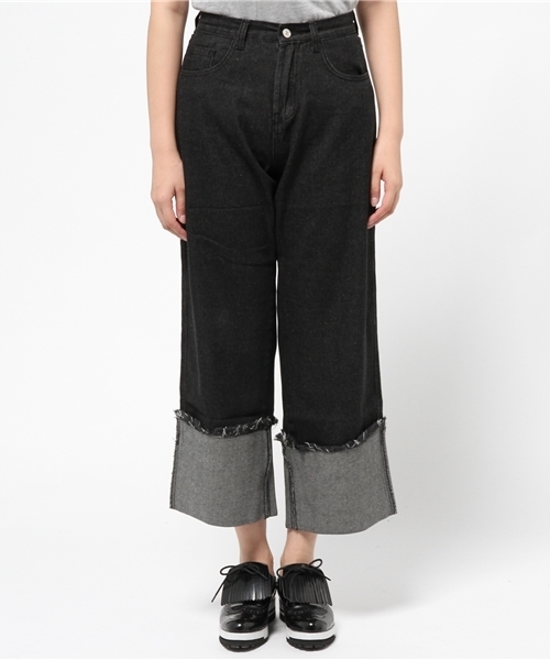 WEGO（ウィゴー）の「WEGO/ロールアップバギーパンツ（デニムパンツ・レディース・ダークインディゴブルー/インディゴブルー/ブラック・LARGE/MEDIUM）」の17枚目の写真