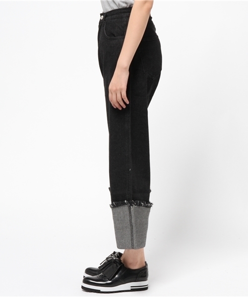 WEGO（ウィゴー）の「WEGO/ロールアップバギーパンツ（デニムパンツ・レディース・ダークインディゴブルー/インディゴブルー/ブラック・LARGE/MEDIUM）」の18枚目の写真