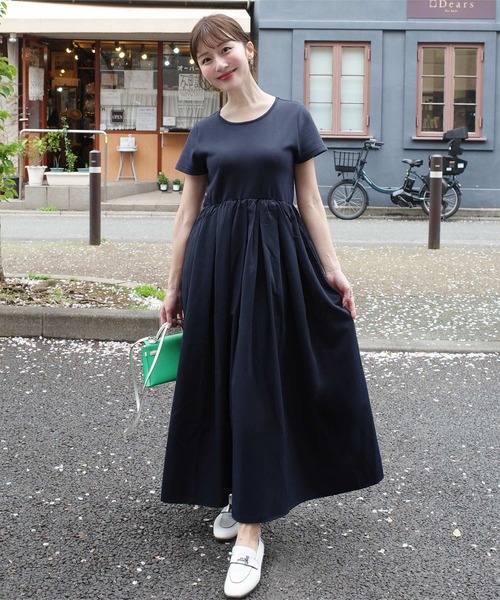水野佐彩さんコラボ ] タックスカートドッキングワンピース