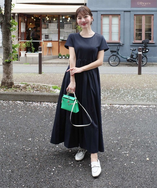 水野佐彩さんコラボ ] タックスカートドッキングワンピース