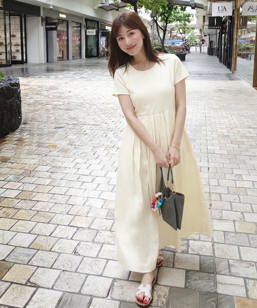 水野佐彩さんコラボ ] タックスカートドッキングワンピース