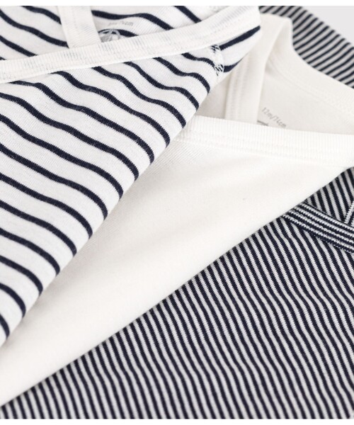 PETIT BATEAU(プチバトー)の「マリニエール半袖あわせボディ3枚組(肌着・キッズ・ホワイト×ネイビー・3MONTH/6MONTH/12MONTH/NewBorn)」の3枚目の写真