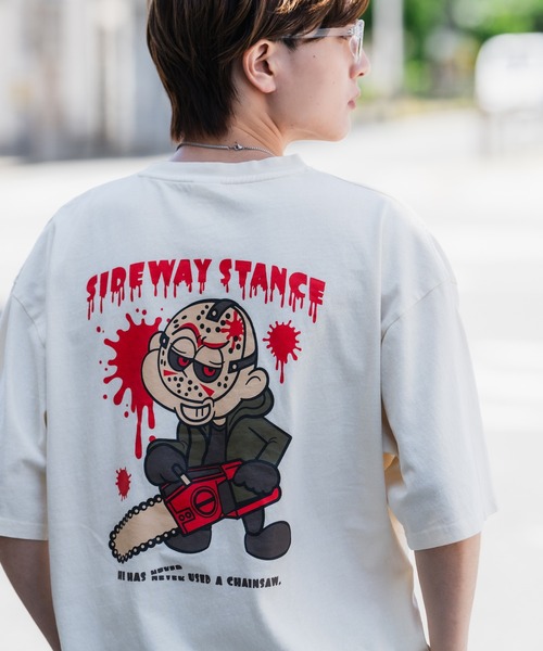 SIDEWAY STANCE（サイドウェイスタンス）の「【SIDEWAY STANCE】ピグメント加工 プリント 半袖Tシャツ（Tシャツ/カットソー・メンズ・ホワイト/レッド系2/レッド系1/レッド系/ブラック系2/ブラック系1/ブラック系/ホワイト系2/ホワイト系1/レッド/ホワイト系/ブラック・X-LARGE/SMALL/MEDIUM/LARGE）」の3枚目の写真