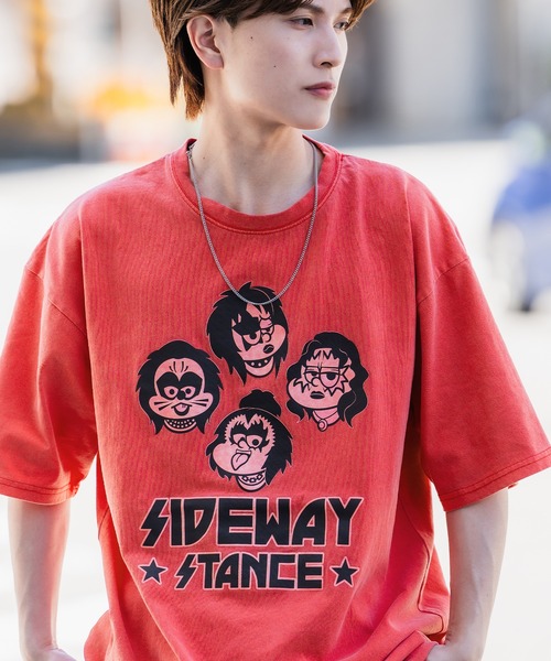 SIDEWAY STANCE（サイドウェイスタンス）の「【SIDEWAY STANCE】ピグメント加工 プリント 半袖Tシャツ（Tシャツ/カットソー・メンズ・ホワイト/レッド系2/レッド系1/レッド系/ブラック系2/ブラック系1/ブラック系/ホワイト系2/ホワイト系1/レッド/ホワイト系/ブラック・X-LARGE/SMALL/MEDIUM/LARGE）」の12枚目の写真